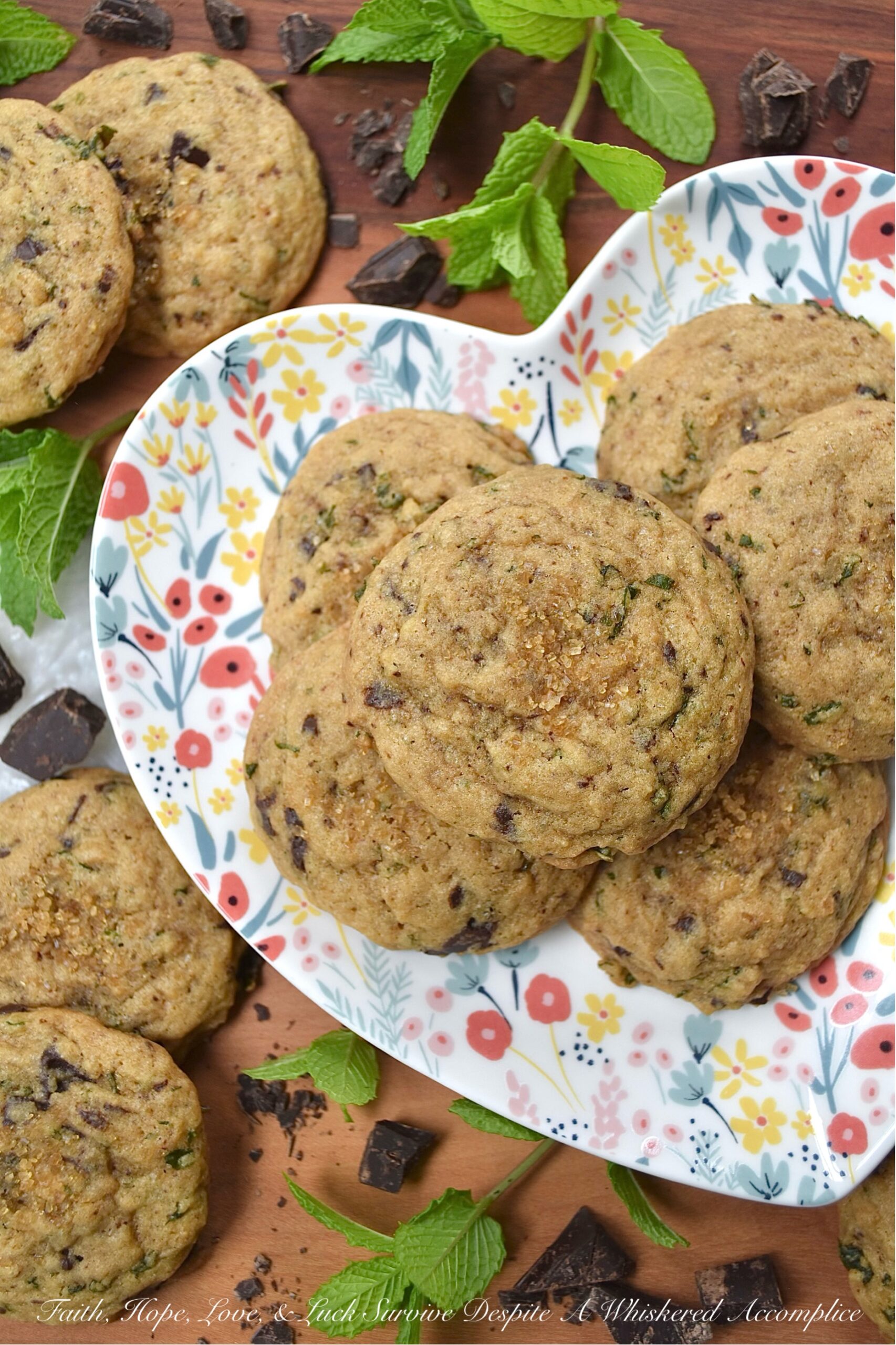 Chocolate Chunk Cookies with Fresh Mint
