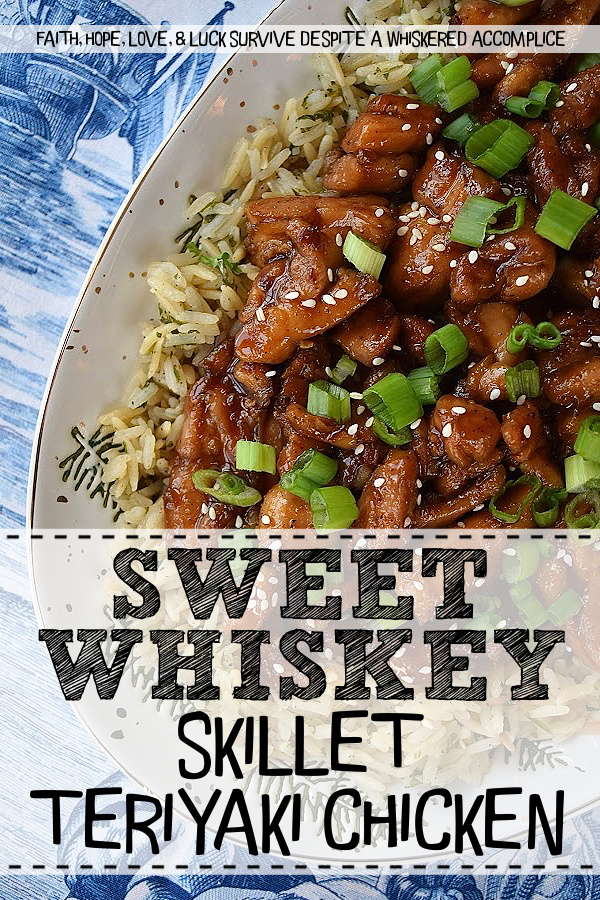 Sweet Whiskey Skillet Teriyaki Chicken - This easy skillet teriyaki chicken recipe requires minimal prep and is perfect for hectic evenings when you're craving takeout but still want to serve your family a home-cooked meal. Featuring a simple homemade teriyaki sauce flavored with sweet honey and a hint of smoky whiskey, this recipe transforms boneless, skinless chicken thighs into a quick weeknight meal that will surely become a family favorite.