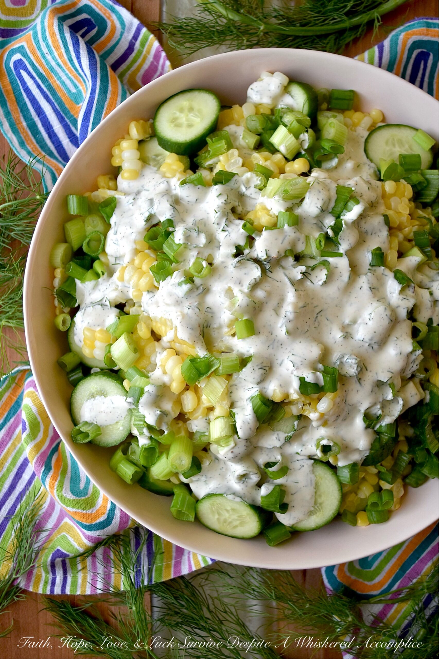 Creamy Ranch Corn & Cucumber Salad with Dill