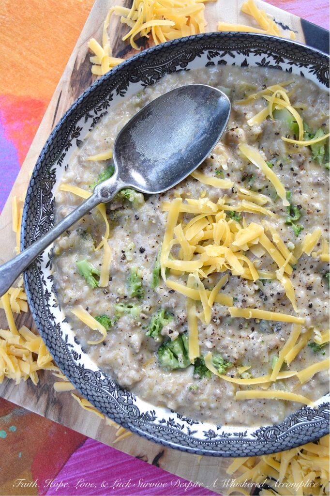 Cheeseburger Broccoli Rice Soup Casserole - This one-pot recipe seamlessly combines the rich flavors of a cheeseburger with the creamy goodness of broccoli cheddar soup and the heartiness of a rice casserole, blurring the line between soup and casserole with its thick, rich, and creamy rice texture. Featuring savory ground beef, melted cheddar cheese, decadent heavy whipping cream, and a generous amount of chopped broccoli, this recipe is perfect for those nights when you're craving something indulgent yet almost effortless.