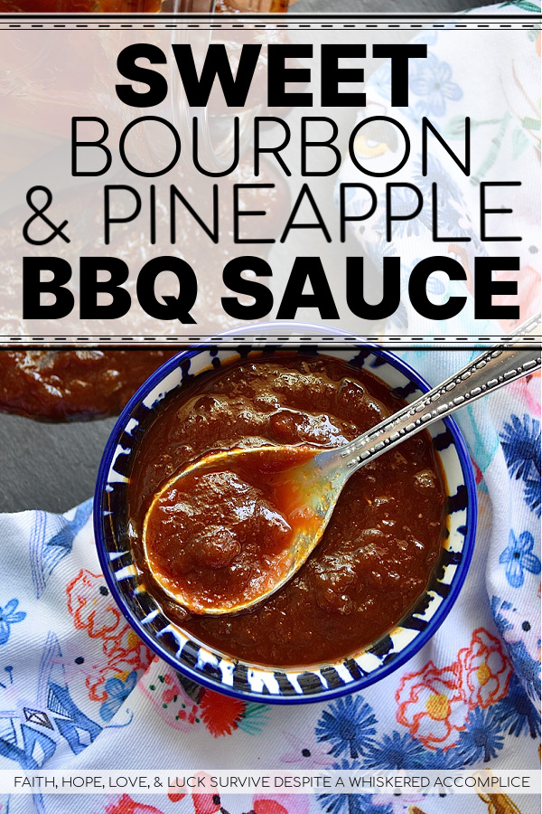 Sweet Bourbon & Pineapple BBQ Sauce - Why buy store-bought barbecue sauce when you can make your own? Especially when it tastes as amazing as this homemade sweet bourbon and pineapple barbecue sauce. It's sweet, flavorful, and just spicy enough to complement anything you choose to BBQ. So, get that grill ready folks, because things are about to get crazy-yummy.