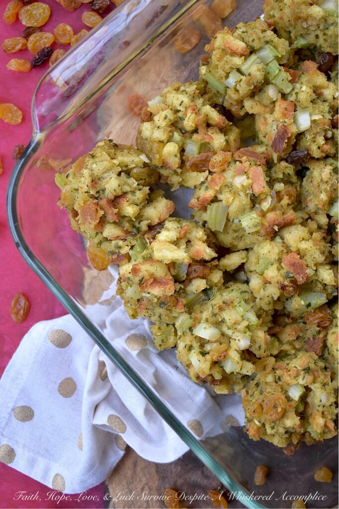 Whiskey-Soaked Raisin Baked Stove Top Stuffing - While store-bought boxed stuffing mixes offer a convenient quick-fix addition to any holiday meal, elevating them with a few simple ingredients can help transform them into a mouthwatering side dish your entire family will look forward to. With the addition of whiskey-soaked golden raisins, dried parsley, dried minced onion, finely ground black pepper, and crunchy diced celery, you're sure to impress your guests with this easy and delicious baked stuffing side dish this holiday season.