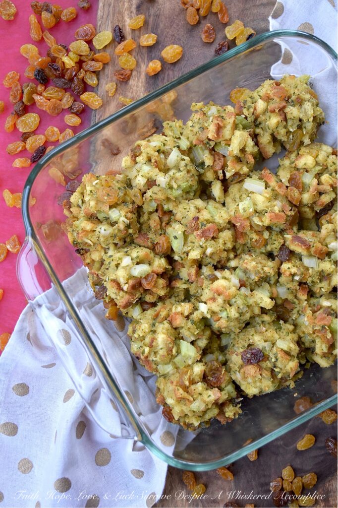 Whiskey-Soaked Raisin Baked Stove Top Stuffing - While store-bought boxed stuffing mixes offer a convenient quick-fix addition to any holiday meal, elevating them with a few simple ingredients can help transform them into a mouthwatering side dish your entire family will look forward to. With the addition of whiskey-soaked golden raisins, dried parsley, dried minced onion, finely ground black pepper, and crunchy diced celery, you're sure to impress your guests with this easy and delicious baked stuffing side dish this holiday season.