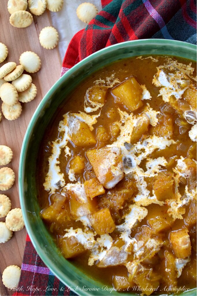 Autumn Chili-Spiced Chunky Pumpkin Soup - With fresh pumpkin as the star ingredient, this one-pot soup invites you to savor the autumn season with every delicious spoonful. Unlike traditional creamy pumpkin soups that can taste rich and heavy, this chili-spiced version is simple to make, healthy, and full of flavor and texture. With just the right amount of spice to help warm you up on a crisp fall day, this chunky pumpkin soup is bound to become a seasonal favorite.