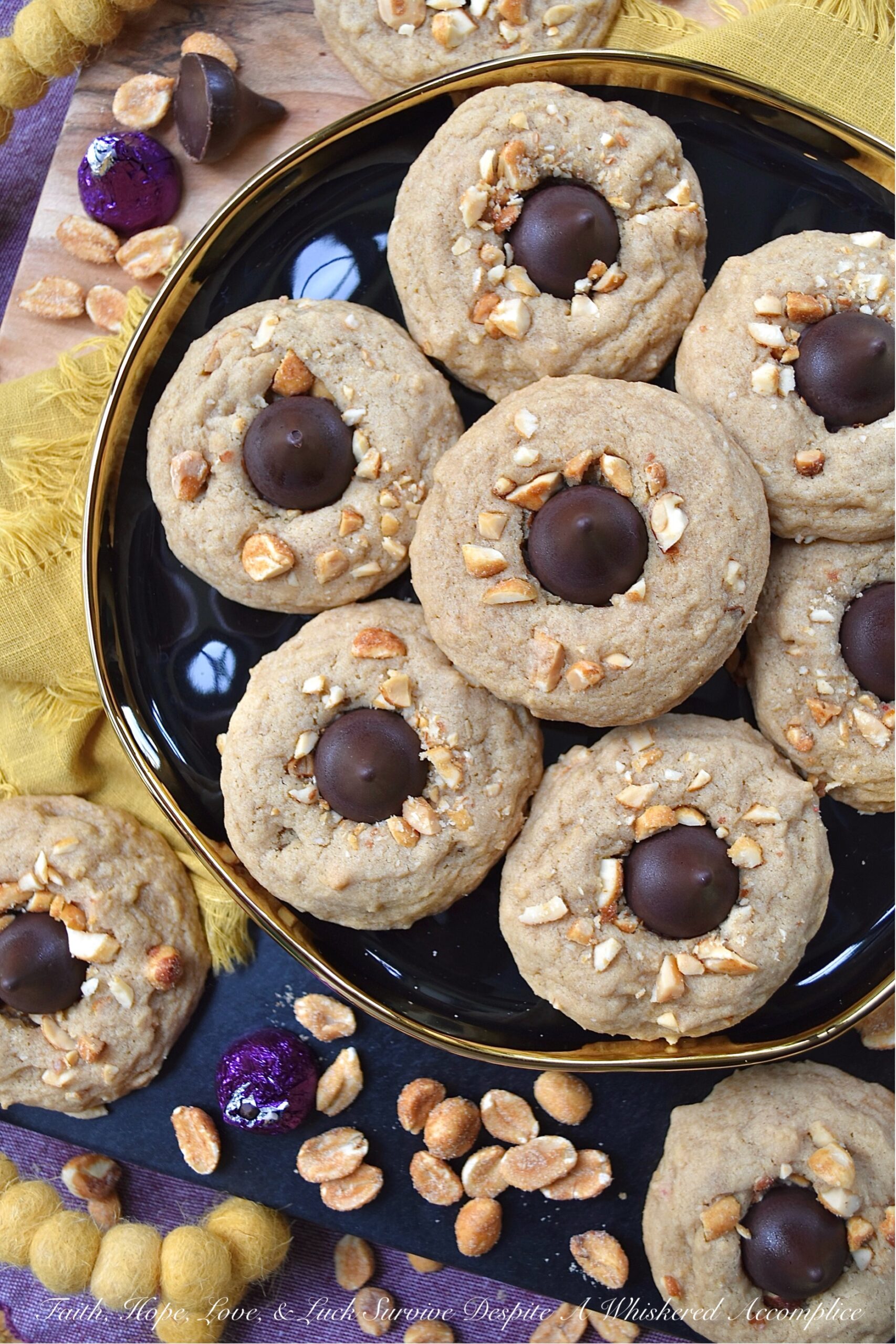 Honey Roasted Peanut Chocolate Kiss Cookies