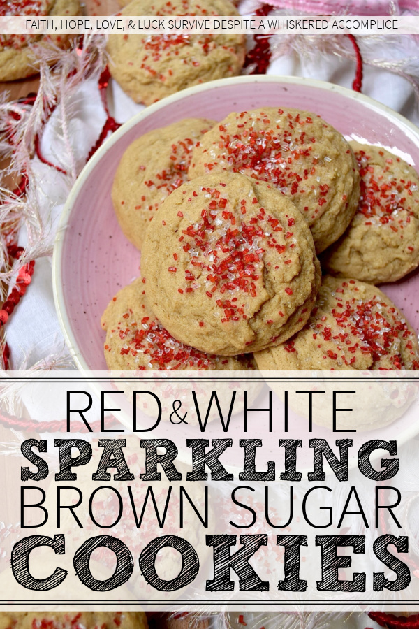 Red & White Sparkling Brown Sugar Cookies - These easy-to-make brown sugar cookies are soft, chewy, and made with simple pantry staples that you probably already have stashed in your kitchen cabinets. They get a dazzling holiday makeover with a sprinkle of vibrant red and white sparkling sugar, adding a festive flair and a little crunch that will make every bite feel like a celebration.