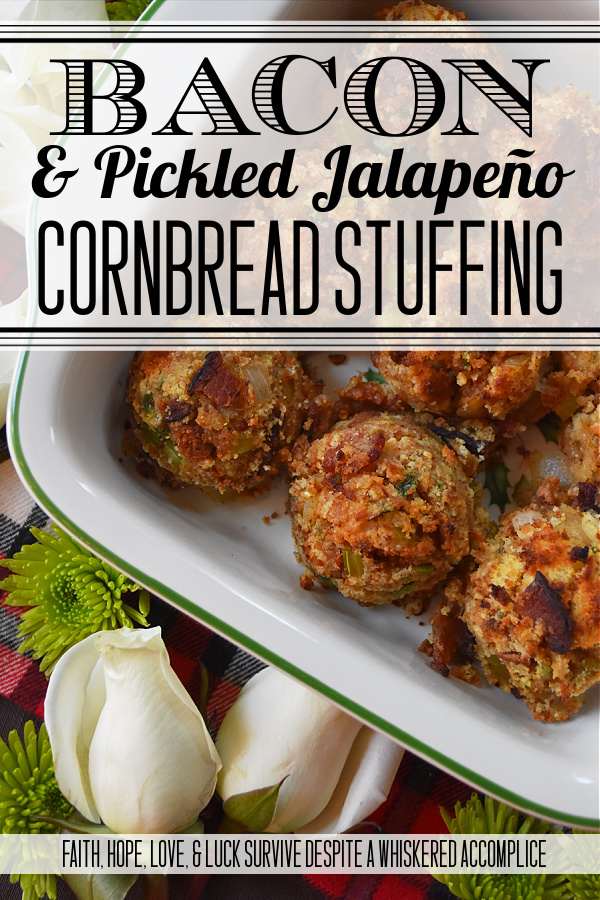 Bacon & Pickled Jalapeño Cornbread Stuffing - Is your holiday table in desperate need of a change? Well then, this Thanksgiving, add this bacon and pickled jalapeño cornbread stuffing to your menu. Not only is this comforting holiday side dish crispy on the outside, as well as soft and tender on the inside, but it's also absolutely packed with amazing flavor. I guarantee that it will definitely become one of your new favorite holiday traditions.