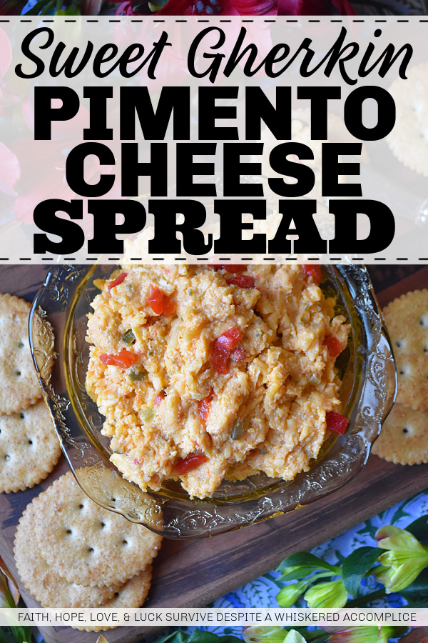 Sweet Gherkin Pimento Cheese Spread - Looking for an easy-to-make appetizer to bring along to your next party, game, or get-together? Why not try making pimento cheese spread? This quick cheesy snack uses sweet gherkin pickles for added sweetness and texture. Once you start eating it, you won't want to stop.