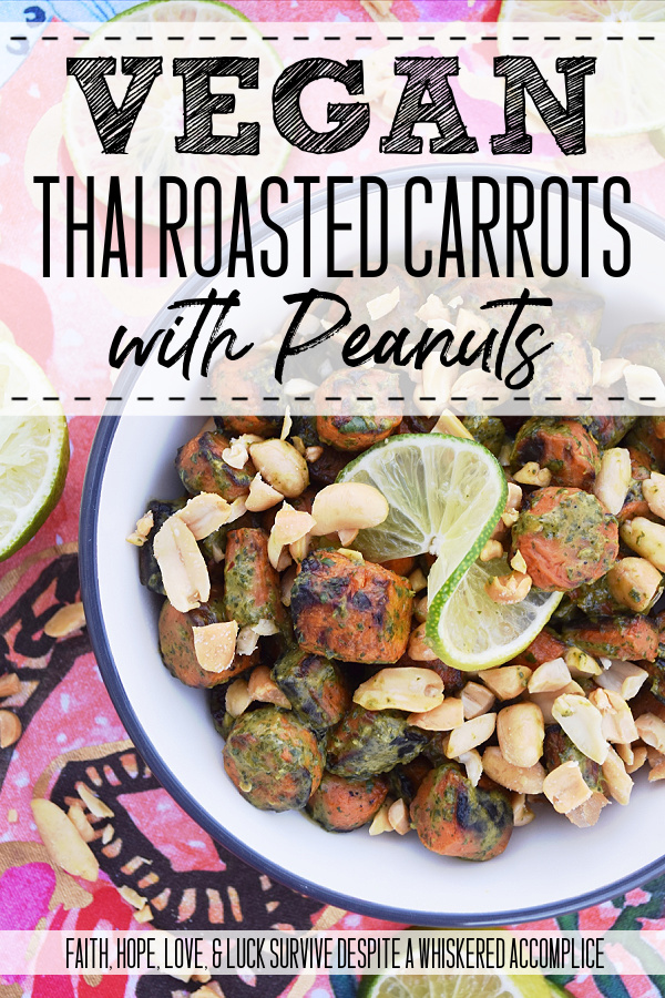 Vegan Thai Roasted Carrots with Peanuts - Transform basic roasted carrots into a truly extraordinary vegan side dish with a simple Thai sauce made using fresh cilantro, lime juice, peanut butter, salt, and crushed red pepper flakes. Add a few roughly chopped salted roasted peanuts before serving, and you'll have a flavorful healthy vegetable dish your entire family will ask for again and again.