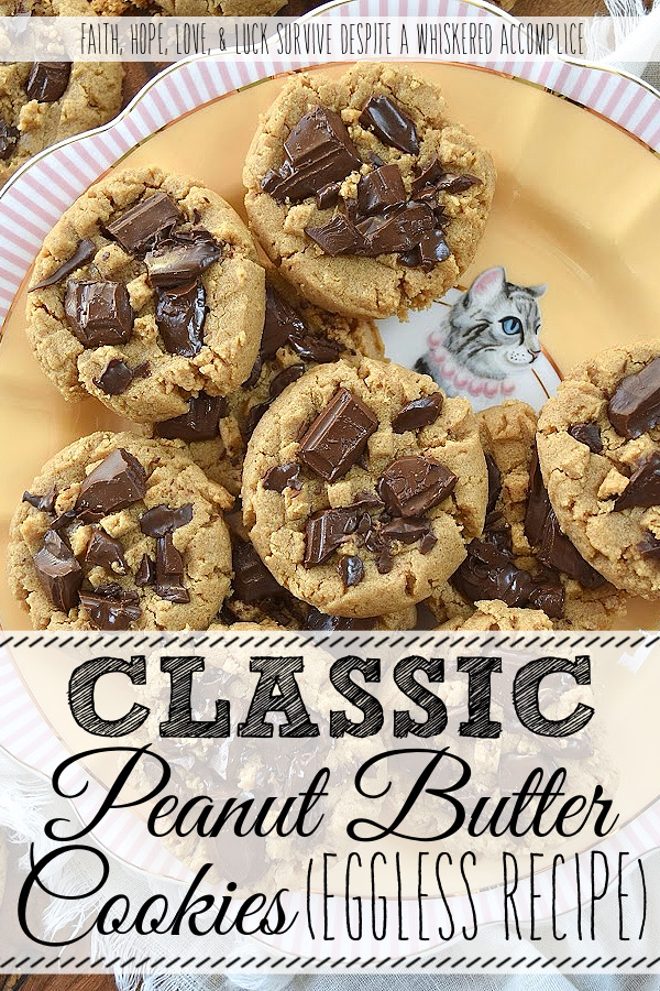 Classic Peanut Butter Cookies (Eggless Recipe) - These peanut butter cookies are a total game changer for anyone dealing with egg or gluten allergies. Rich and flavorful, not only are these eggless cookies somewhat allergy-friendly, but they're also insanely delicious, making them a fantastic treat for anyone who loves peanut butter. And, when you add a bit of dark chocolate to them while they’re still warm from the oven, it creates an amazing blend of peanut butter and chocolate that’s pretty much irresistible. The classic peanut butter and chocolate flavor combination really takes these cookies to a whole new level of yumminess.