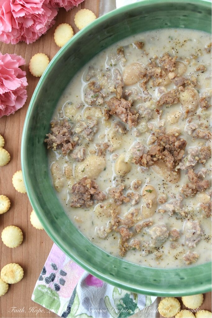Weeknight Sausage & Butter Bean Soup - With work, family, and everything else life throws our way, finding time to prepare a satisfying and delicious meal can be tough. This flavorful sausage and butter bean soup uses simple ingredients, such as regular ground sausage and canned butter beans, to create a surprisingly quick and satisfying weeknight meal. And, for an extra indulgent touch, blending half of the soup gives it a creamy, luxurious texture that you'll absolutely adore. Get ready to add this delicious soup recipe to your weeknight dinner rotation.