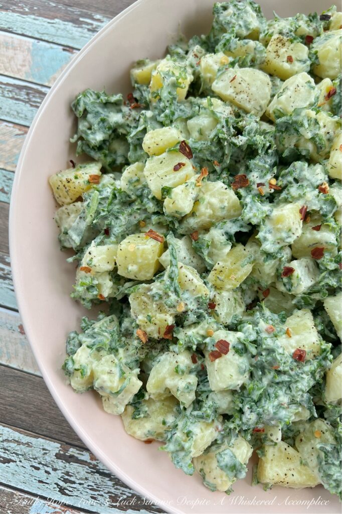 Chopped Kale Creamy Ranch Potato Salad - Say goodbye to boring traditional potato salad. This recipe gives the classic dish a vibrant and healthy twist with the addition of chopped kale. Forget everything you thought you knew about kale; when paired with creamy Yukon Gold Potatoes and a tangy homemade ranch dressing, it pretty much becomes a match made in heaven. Get ready for a potato salad recipe that will have everyone in your family coming back for seconds of this surprisingly tasty, green-packed side dish.