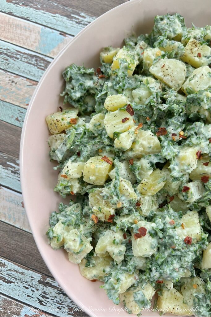 Chopped Kale Creamy Ranch Potato Salad - Say goodbye to boring traditional potato salad. This recipe gives the classic dish a vibrant and healthy twist with the addition of chopped kale. Forget everything you thought you knew about kale; when paired with creamy Yukon Gold Potatoes and a tangy homemade ranch dressing, it pretty much becomes a match made in heaven. Get ready for a potato salad recipe that will have everyone in your family coming back for seconds of this surprisingly tasty, green-packed side dish.
