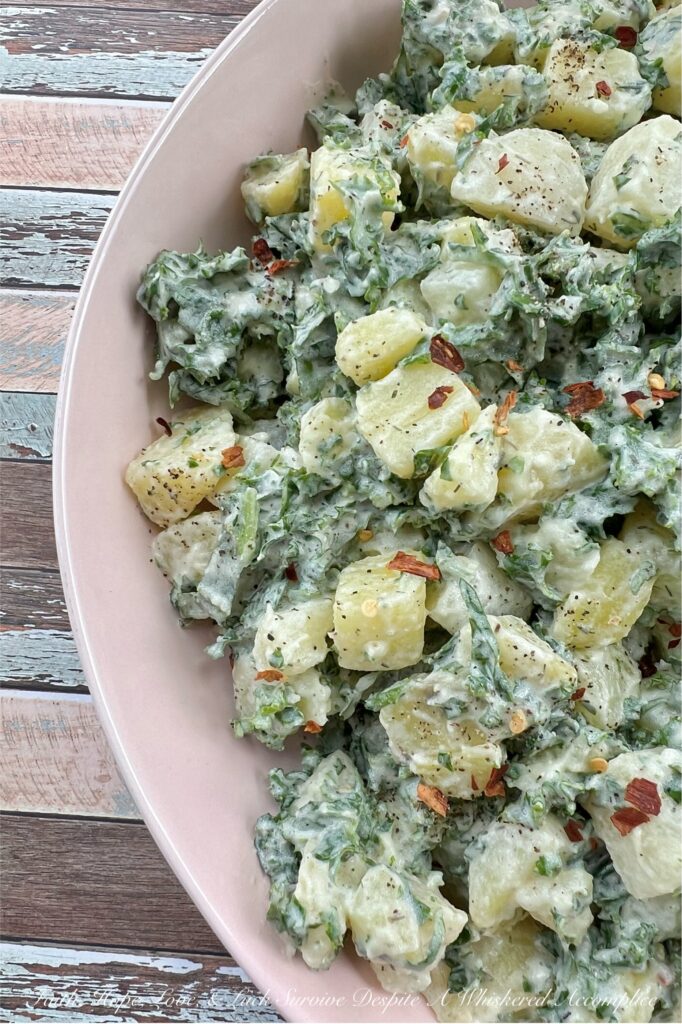 Chopped Kale Creamy Ranch Potato Salad - Say goodbye to boring traditional potato salad. This recipe gives the classic dish a vibrant and healthy twist with the addition of chopped kale. Forget everything you thought you knew about kale; when paired with creamy Yukon Gold Potatoes and a tangy homemade ranch dressing, it pretty much becomes a match made in heaven. Get ready for a potato salad recipe that will have everyone in your family coming back for seconds of this surprisingly tasty, green-packed side dish.