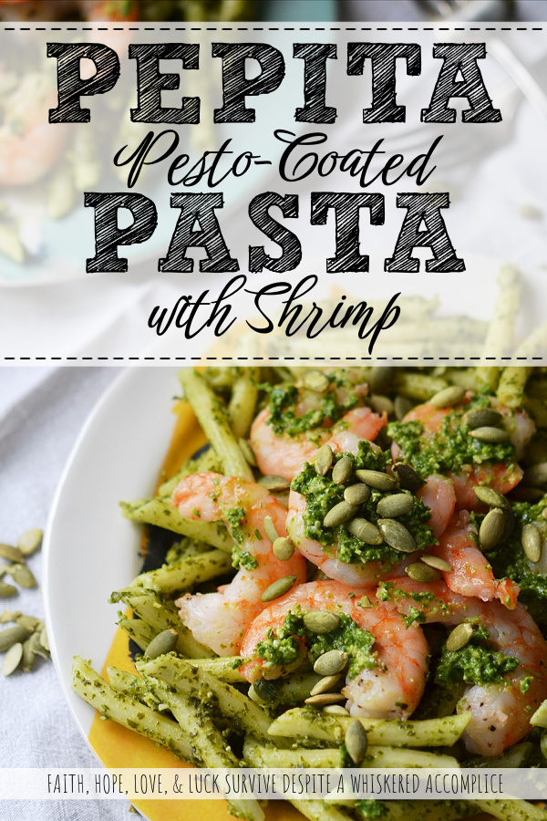 Pepita Pesto-Coated Pasta with Shrimp - Looking for a vibrant and flavorful pasta dish with pesto and seafood that's both satisfying and safe for those with nut allergies? This recipe swaps out traditional pine nuts with salted roasted pepitas, also known as pumpkin seeds, creating a nutty and rich pesto that's safe for those who suffer severe nut allergies. Not only is this Pepita Pesto-Coated Pasta with Shrimp nut allergy-friendly, but it's also surprisingly easy to make, making it a perfect weeknight meal that's sure to impress.