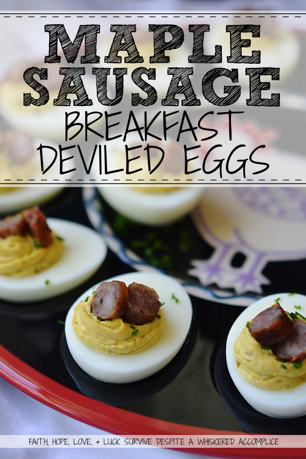 Maple Sausage Breakfast Deviled Eggs - Imagine the creamy, tangy goodness of a classic deviled egg infused with the irresistible taste of maple sausage. Perfectly seasoned with mayonnaise, mustard, black pepper, and a touch of real maple syrup, these utterly delicious deviled eggs are garnished with a festive and flavorful sprinkle of fresh chives as well as a few slices of maple sausage. Whether you're looking for a unique appetizer or a fun addition to your next brunch spread, these delightful breakfast-worthy deviled eggs are guaranteed to be a conversation starter.