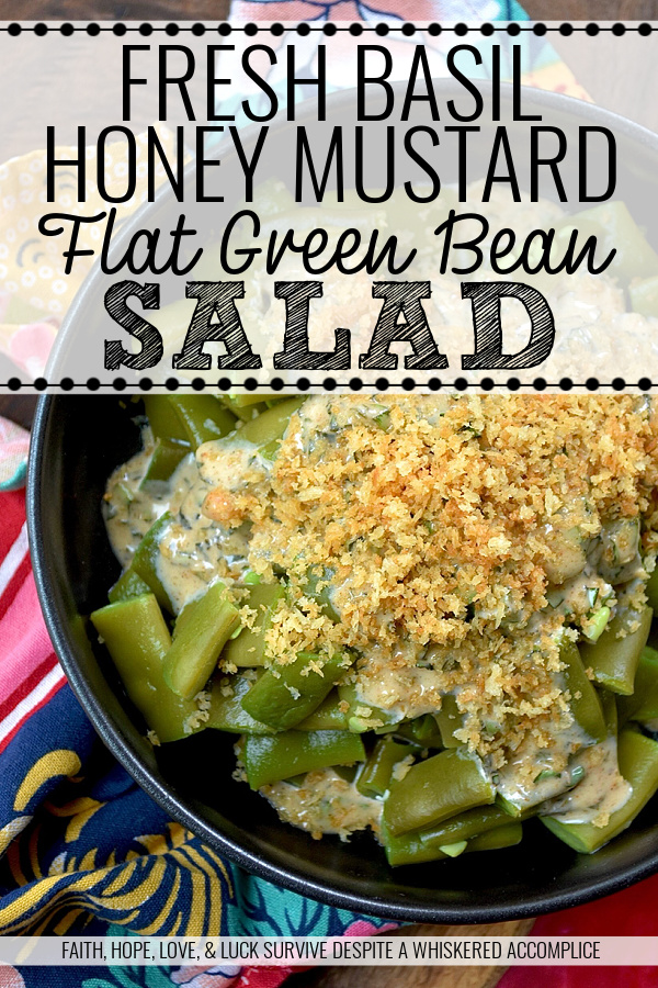 Fresh Basil Honey Mustard Flat Green Bean Salad - Imagine crisp, tender flat green beans dressed in a bright, homemade honey mustard dressing infused with the aromatic sweetness of fresh summer basil. Whether you're enjoying a casual backyard barbecue or a simple weeknight meal, this green bean salad, topped with a generous and crunchy sprinkle of toasted, buttery panko breadcrumbs, is sure to impress. Served chilled, at room temperature, or warmed, this summer side dish will have everyone coming back for seconds.