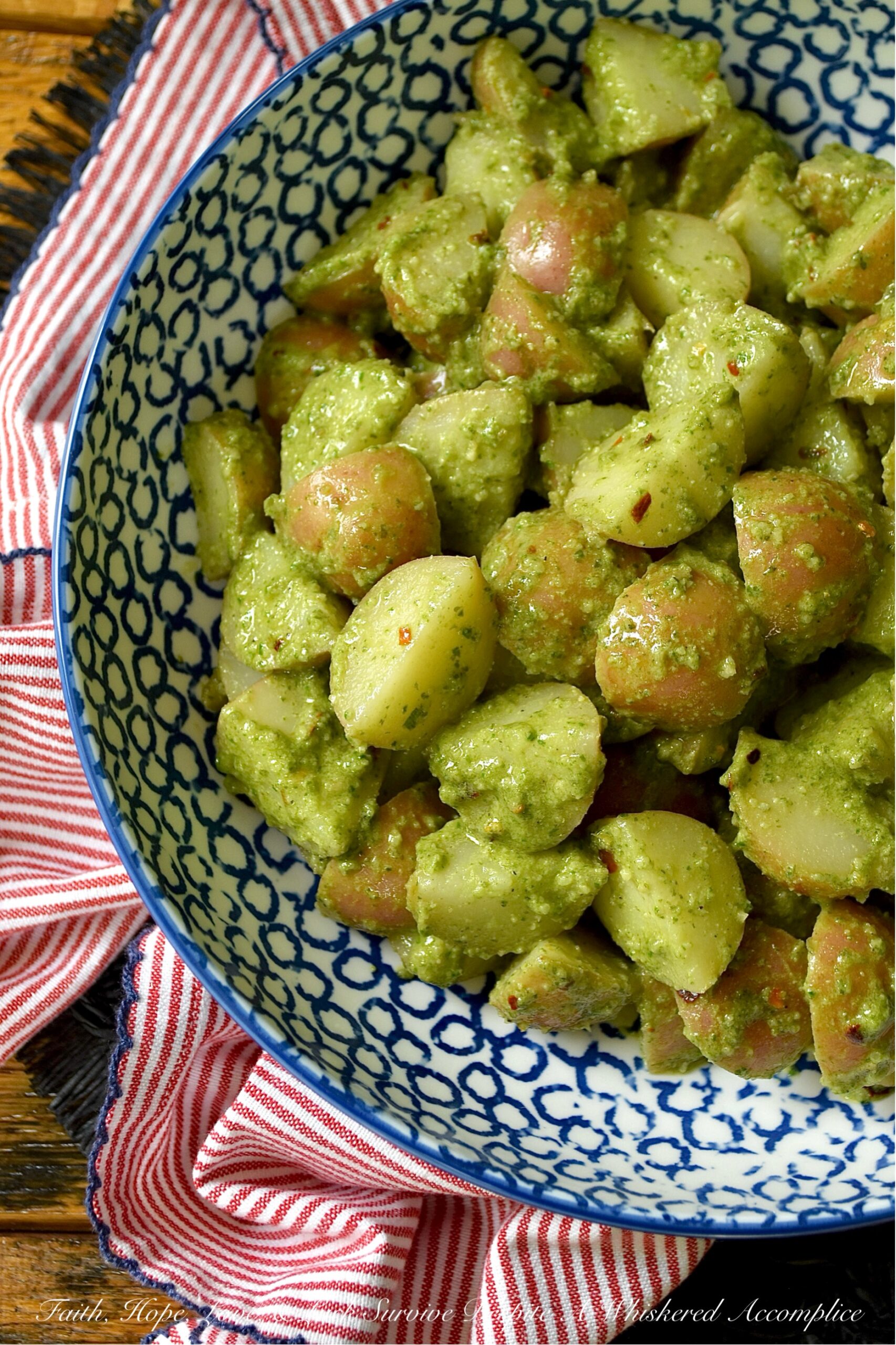 Lemony Swiss Chard Pesto Potato Salad
