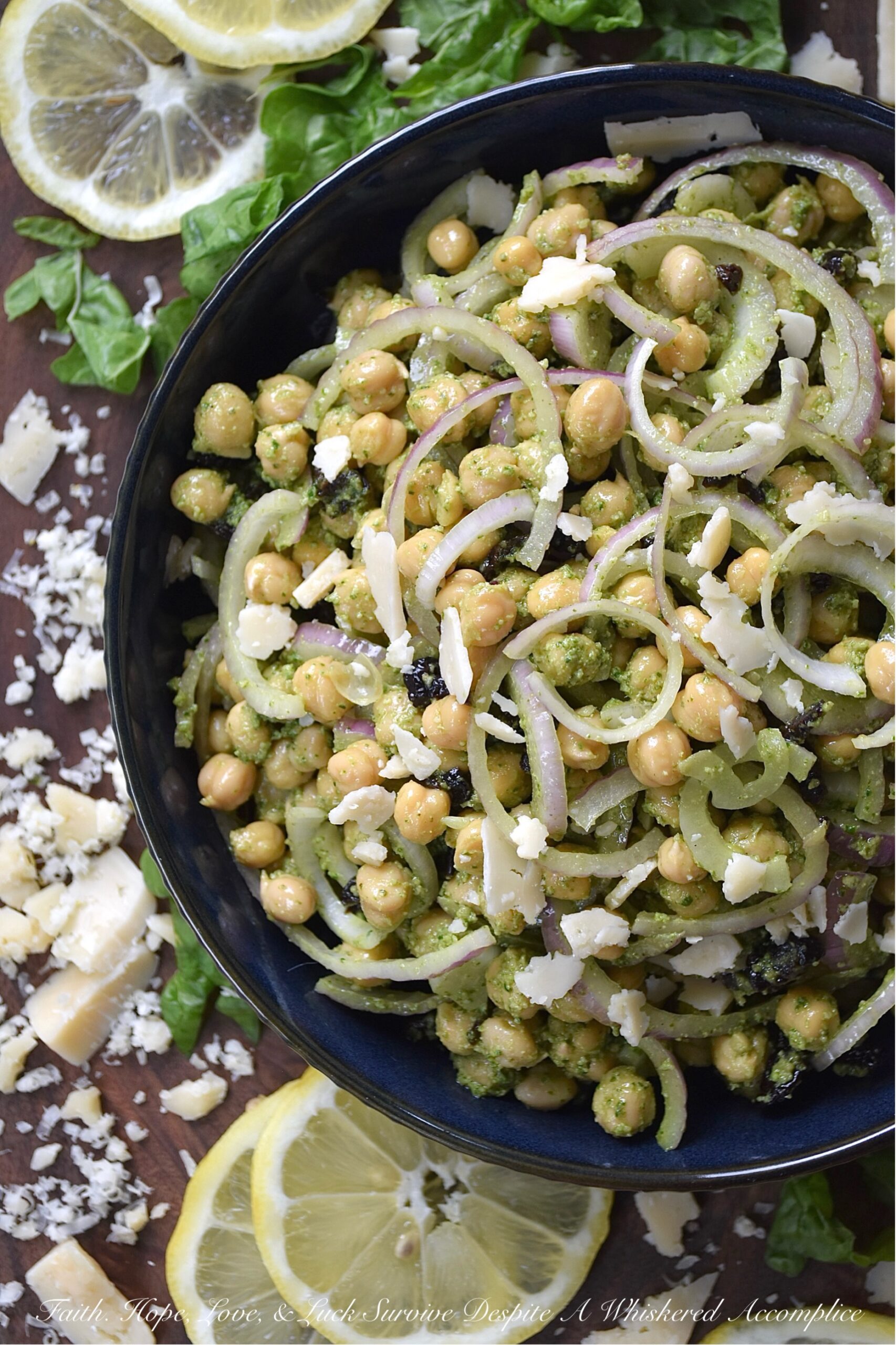 Chickpea Salad with Lemony Swiss Chard Pesto