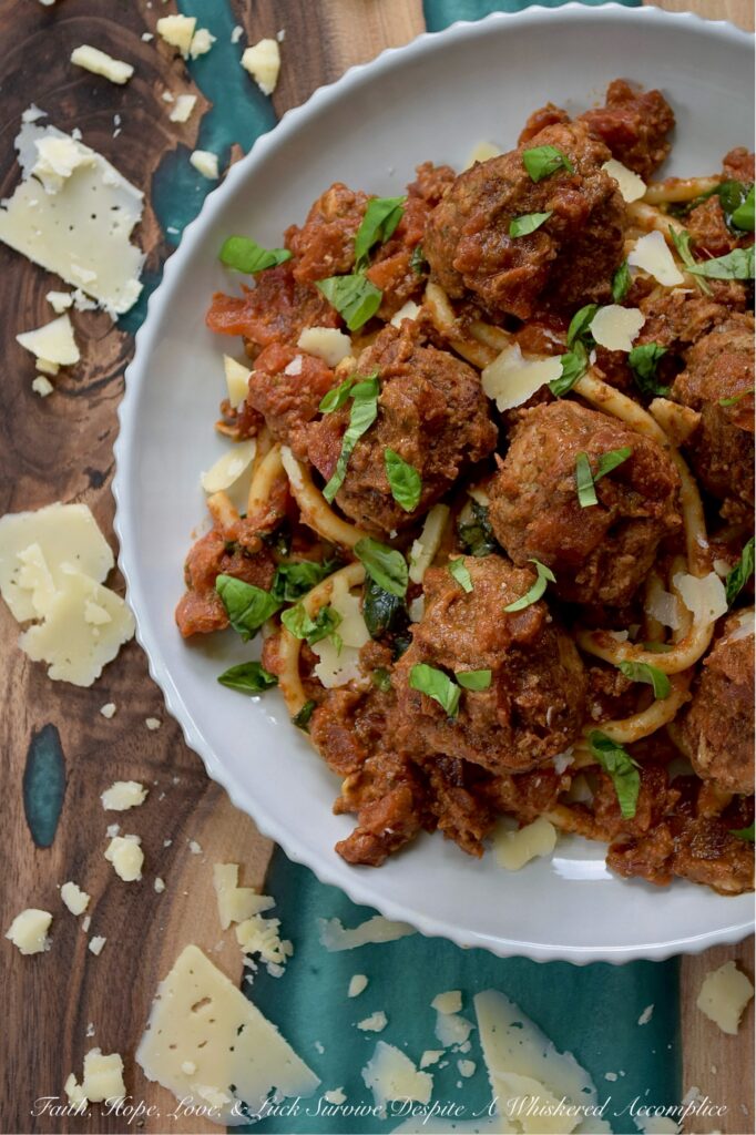Italian Turkey Meatballs with Tomato Sauce - Forget dry and bland meatballs. These ground turkey meatballs are bursting with flavor thanks to a blend of Italian seasoning, parmesan cheese, and a touch of grated sweet yellow onion. Skillet-browned to perfection and then gently simmered in your favorite store-bought or homemade chunky tomato sauce, these Italian meatballs are simple to prepare and utterly delicious. Whether you serve them with pasta or vegetables, use them to top a pizza, or pile them high on a meatball sub, their versatility and simplicity make them an absolute dream for busy evenings.