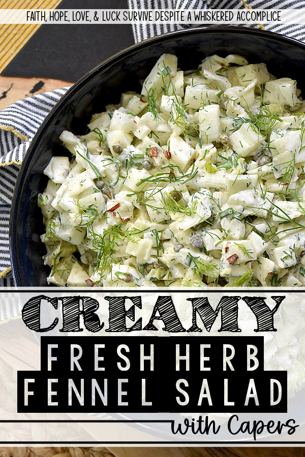 Creamy Fresh Herb Fennel Salad with Capers - Tired of the same boring coleslaw? While there’s nothing wrong with a classic, sometimes you simply crave a vibrant, fresh, and unexpectedly delicious alternative that still delivers a similar satisfying crunch and creamy texture. In this crunchy fennel side dish, crisp, subtly anise-flavored fennel is the star of the show. A rich, flavorful, creamy dressing and a mixture of aromatic fresh herbs pair perfectly with this chopped fennel salad, while capers add an irresistible pop of briny saltiness.