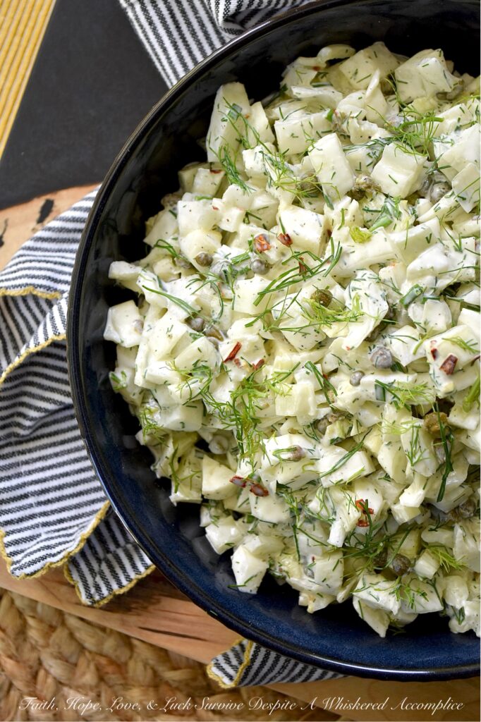 Creamy Fresh Herb Fennel Salad with Capers - Tired of the same boring coleslaw? While there’s nothing wrong with a classic, sometimes you simply crave a vibrant, fresh, and unexpectedly delicious alternative that still delivers a similar satisfying crunch and creamy texture. In this crunchy fennel side dish, crisp, subtly anise-flavored fennel is the star of the show. A rich, flavorful, creamy dressing and a mixture of aromatic fresh herbs pair perfectly with this chopped fennel salad, while capers add an irresistible pop of briny saltiness.