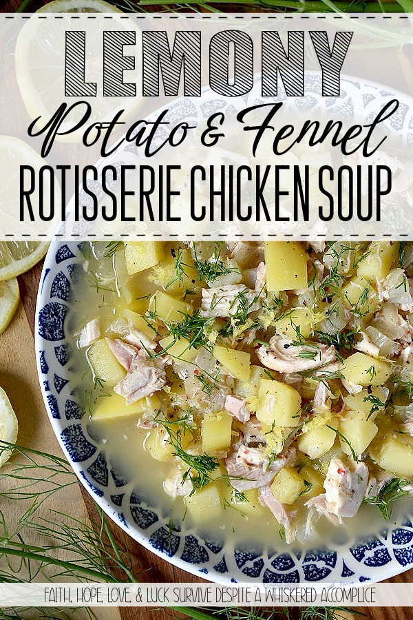 Lemony Potato & Fennel Rotisserie Chicken Soup - If you find yourself craving a big, cozy bowl of soup the moment you feel a sniffle coming on, or are just looking for a warm bowl of comfort, this rotisserie chicken soup is just what you need. It lets you make the most of a store-bought rotisserie chicken, using every last bit. The white and dark meat, bones, skin, and even the juices left in the bottom of the rotisserie chicken container or bag are used to make this feel-good soup. Toss in a chopped fennel bulb and feathery fennel fronds, and you’ve got a soup that’s bursting with flavor. The potatoes are soft and creamy, and then there’s the lemon juice and zest, which gives this soup a bright, zippy kick. Honestly, who needs chicken noodle soup when they can have this lemony potato, fennel, and rotisserie chicken soup instead?