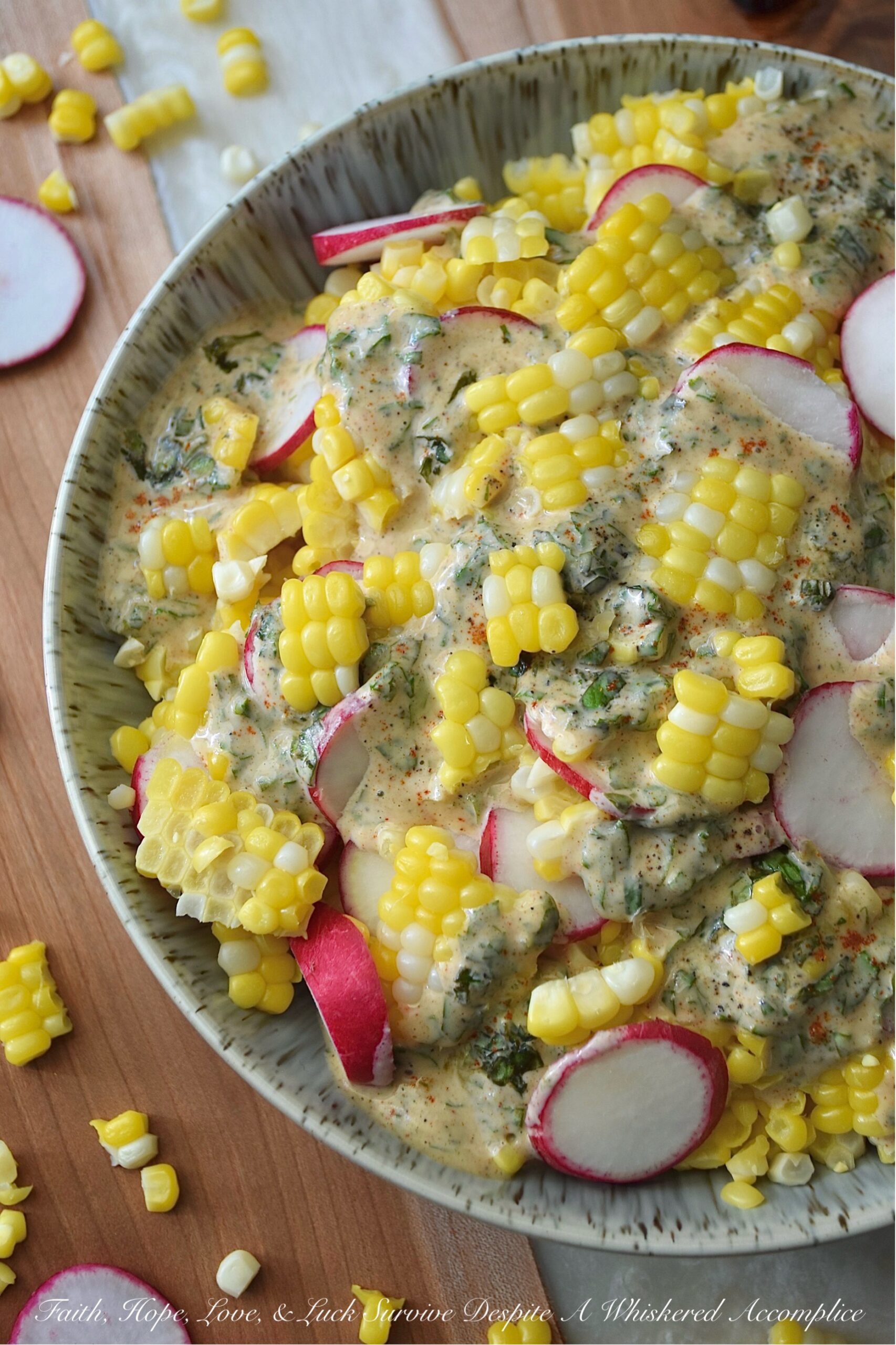 Fresh Basil Honey Mustard Radish & Corn Salad