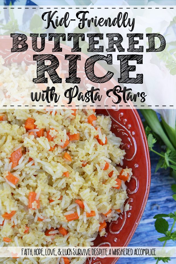 Kid-Friendly Buttered Rice with Pasta Stars - It can always be a little difficult to find something that your child will eat. Why not give this kid-friendly rice and pasta side dish combination a try? Not only is this buttered rice loaded with carrots and onion for an extra veggie flavor punch, it's also overflowing with pasta stars, which will most assuredly grab your child's attention and instantly win their taste buds over.