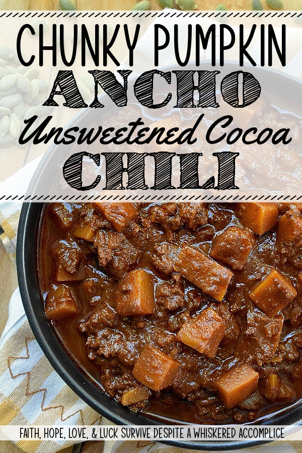 Chunky Pumpkin Ancho Unsweetened Cocoa Chili - Forget everything you thought you knew about chili. Because this chili isn't just good, it's potentially award-winning. The secret? Diced pumpkin and unsweetened cocoa powder. Yes, you read that right. And if you're thinking, "Pumpkin and unsweetened cocoa in chili?" You're just going to have to trust us on this one. This recipe, featuring rehydrated dried ancho chili peppers, a rich low-sodium beef broth, ground beef, and a bit of unsweetened cocoa for extra depth, is the kind of chili that makes you question everything. Get ready to unlock a whole new level of chili deliciousness. Your taste buds and your potential chili cookoff rivals are going to be seriously impressed.