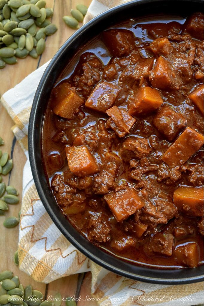 Chunky Pumpkin Ancho Unsweetened Cocoa Chili - Forget everything you thought you knew about chili. Because this chili isn't just good, it's potentially award-winning. The secret? Diced pumpkin and unsweetened cocoa powder. Yes, you read that right. And if you're thinking, "Pumpkin and unsweetened cocoa in chili?" You're just going to have to trust us on this one. This recipe, featuring rehydrated dried ancho chili peppers, a rich low-sodium beef broth, ground beef, and a bit of unsweetened cocoa for extra depth, is the kind of chili that makes you question everything. Get ready to unlock a whole new level of chili deliciousness. Your taste buds and your potential chili cookoff rivals are going to be seriously impressed.