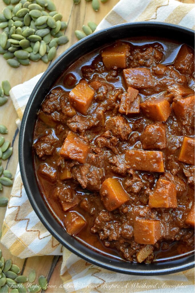 Chunky Pumpkin Ancho Unsweetened Cocoa Chili - Forget everything you thought you knew about chili. Because this chili isn't just good, it's potentially award-winning. The secret? Diced pumpkin and unsweetened cocoa powder. Yes, you read that right. And if you're thinking, "Pumpkin and unsweetened cocoa in chili?" You're just going to have to trust us on this one. This recipe, featuring rehydrated dried ancho chili peppers, a rich low-sodium beef broth, ground beef, and a bit of unsweetened cocoa for extra depth, is the kind of chili that makes you question everything. Get ready to unlock a whole new level of chili deliciousness. Your taste buds and your potential chili cookoff rivals are going to be seriously impressed.