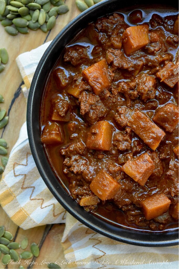 Chunky Pumpkin Ancho Unsweetened Cocoa Chili - Forget everything you thought you knew about chili. Because this chili isn't just good, it's potentially award-winning. The secret? Diced pumpkin and unsweetened cocoa powder. Yes, you read that right. And if you're thinking, "Pumpkin and unsweetened cocoa in chili?" You're just going to have to trust us on this one. This recipe, featuring rehydrated dried ancho chili peppers, a rich low-sodium beef broth, ground beef, and a bit of unsweetened cocoa for extra depth, is the kind of chili that makes you question everything. Get ready to unlock a whole new level of chili deliciousness. Your taste buds and your potential chili cookoff rivals are going to be seriously impressed.