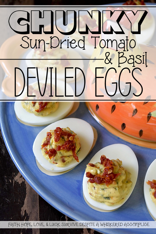 Chunky Sun-Dried Tomato & Basil Deviled Eggs - I think we can all agree that not every deviled egg is a showstopper. But these chunky sun-dried tomato and fresh basil deviled eggs? They’re the kind of appetizer that makes people pause mid-bite, look at you with wide eyes, and demand to know what magic you’ve tucked inside. With a rich, creamy yolk filling studded with chewy, intensely sweet sun-dried tomatoes and flecked with fresh, fragrant basil, these little appetizer gems are perfect for any occasion that calls for a truly standout bite. One thing is for sure, no matter when you serve them, these Italian-style deviled eggs are guaranteed to disappear quickly.