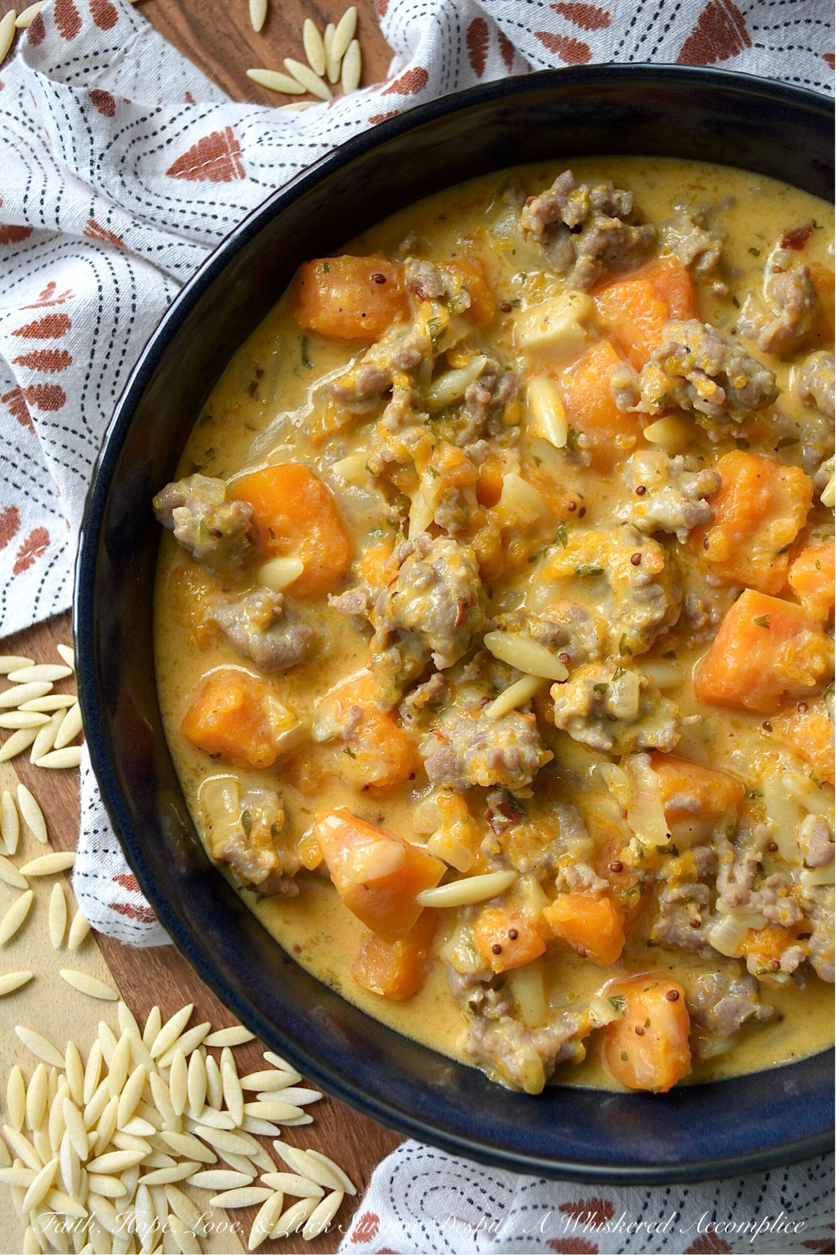 Italian Sausage & Orzo Butternut Squash Soup
