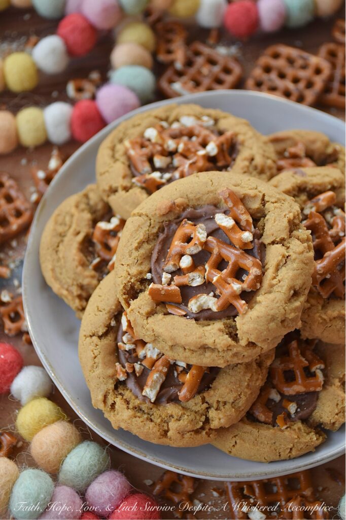 Cocoa Iced Molasses Spice Cookies with Pretzels - Imagine the warm, nostalgic scent of ginger, cinnamon, nutmeg, and cloves filling your kitchen. And then, picture a molasses-spice cookie so perfectly soft and chewy that it practically melts in your mouth. Now, add a sweet, fudgy dollop of rich cocoa icing right in the center. And for the grand finale, a salty, crunchy sprinkle of crushed pretzels. It’s sweet, it’s salty, it’s soft, it’s crunchy. These cocoa-iced cookies with pretzels are everything you’ve ever wanted in a single treat. Get ready to fall in love.
