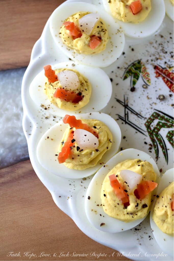 Yellow Mustard Seed Giardiniera Deviled Eggs - If you thought deviled eggs couldn’t get any more exciting, think again. These creamy, flavor-packed deviled eggs contain plump yellow mustard seeds, soaked in tangy giardiniera brine, which add a tangy, acidic burst of goodness and the most surprising pop of texture. Next, for a zesty punch, the eggs are garnished with thin slices of brightly pickled carrots and delicate pearl onion quarters. The final flourish is a peppery sprinkle of freshly grated black pepper. Y'all, these aren't your average deviled eggs. They're a showstopping appetizer that will have everyone practically begging for the recipe.