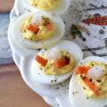 Yellow Mustard Seed Giardiniera Deviled Eggs - If you thought deviled eggs couldn’t get any more exciting, think again. These creamy, flavor-packed deviled eggs contain plump yellow mustard seeds, soaked in tangy giardiniera brine, which add a tangy, acidic burst of goodness and the most surprising pop of texture. Next, for a zesty punch, the eggs are garnished with thin slices of brightly pickled carrots and delicate pearl onion quarters. The final flourish is a peppery sprinkle of freshly grated black pepper. Y'all, these aren't your average deviled eggs. They're a showstopping appetizer that will have everyone practically begging for the recipe.