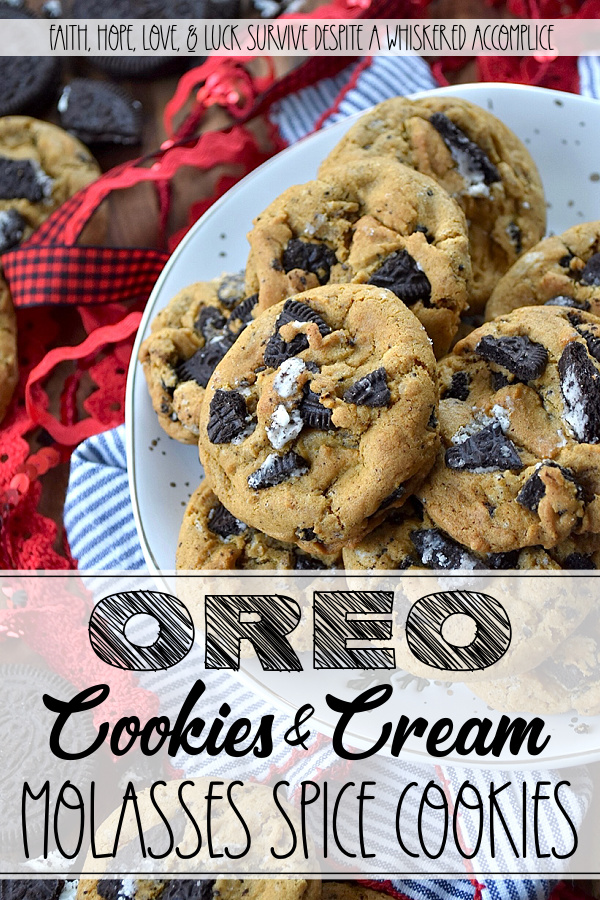 OREO Cookies & Cream Molasses Spice Cookies - What happens when the cozy, nostalgic warmth of your favorite molasses spice cookie meets the iconic, irresistible crunch of an OREO? Pure magic. If you’ve ever found yourself torn between the deep, molasses-rich flavor of a soft and chewy spice cookie and the chocolate-and-cream perfection of an OREO cookie, then prepare to have your mind blown. This cookie mashup brings the two legendary cookies together to create one spectacular recipe. These OREO Cookies & Cream Molasses Spice Cookies are packed with warm notes of ginger, cinnamon, nutmeg, and cloves, but with a rebellious, delightful twist. A generous helping of crushed OREO cookie pieces adds a lovely crunch you're bound to fall head over heels for at first bite. This is, without a doubt, a match made in cookie heaven.