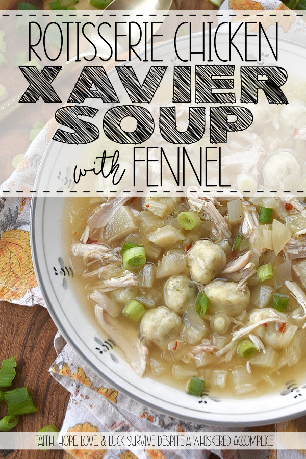 Rotisserie Chicken Xavier Soup with Fennel - Let's be honest, when you're craving comfort, nothing quite hits the spot like chicken and dumplings. But what if you’re in the mood for something a little lighter, without a heavy cream base to weigh you down? This Xavier Soup takes all the comforting vibes of a classic chicken noodle soup and gives it a brilliant upgrade. After simmering a rotisserie chicken carcass into a simple yet flavorful golden broth, in go the fluffy, bite-sized dumplings, plenty of tender shredded rotisserie chicken, and a generous amount of crunchy diced fennel for a subtle, earthy anise kick. A final shower of chopped scallions brings a pop of color and a fresh finish. This rotisserie chicken soup is the perfect mashup of rustic comfort and simple elegance, perfect for sick days, chilly nights, and every moment in between.