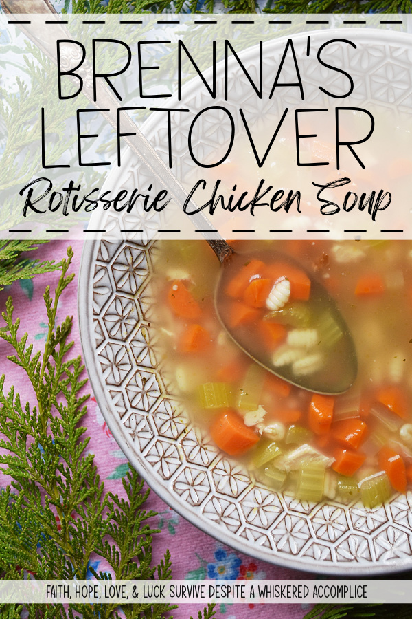 Brenna's Leftover Rotisserie Chicken Soup - Leftover store-bought rotisserie chicken is the perfect ingredient to use when making homemade soup, especially when you boil the chicken bones down to create your own broth as well. Add a few vegetables, seasonings, and spices, along with a little bit of pasta, and you've got a comforting meal everyone will enjoy.