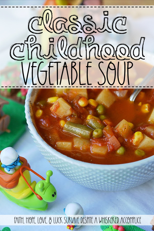 Classic Childhood Vegetable Soup - This classic childhood vegetable soup is loaded with potatoes, carrots, corn, green beans, peas, and onions. Its rich tomato base is prepared using tomato paste, low-sodium beef broth, and a can of crushed tomatoes. With the addition of a sweet yellow onion, a few red potatoes, and a bag of frozen mixed vegetables, this classic childhood favorite gets an extra boost of flavor and nutrition. Add in a couple of bay leaves, a sprinkle of salt and pepper, and you’ve got yourself a big ol’ pot of simple, soul-soothing homemade soup. It's comfort food at its best.