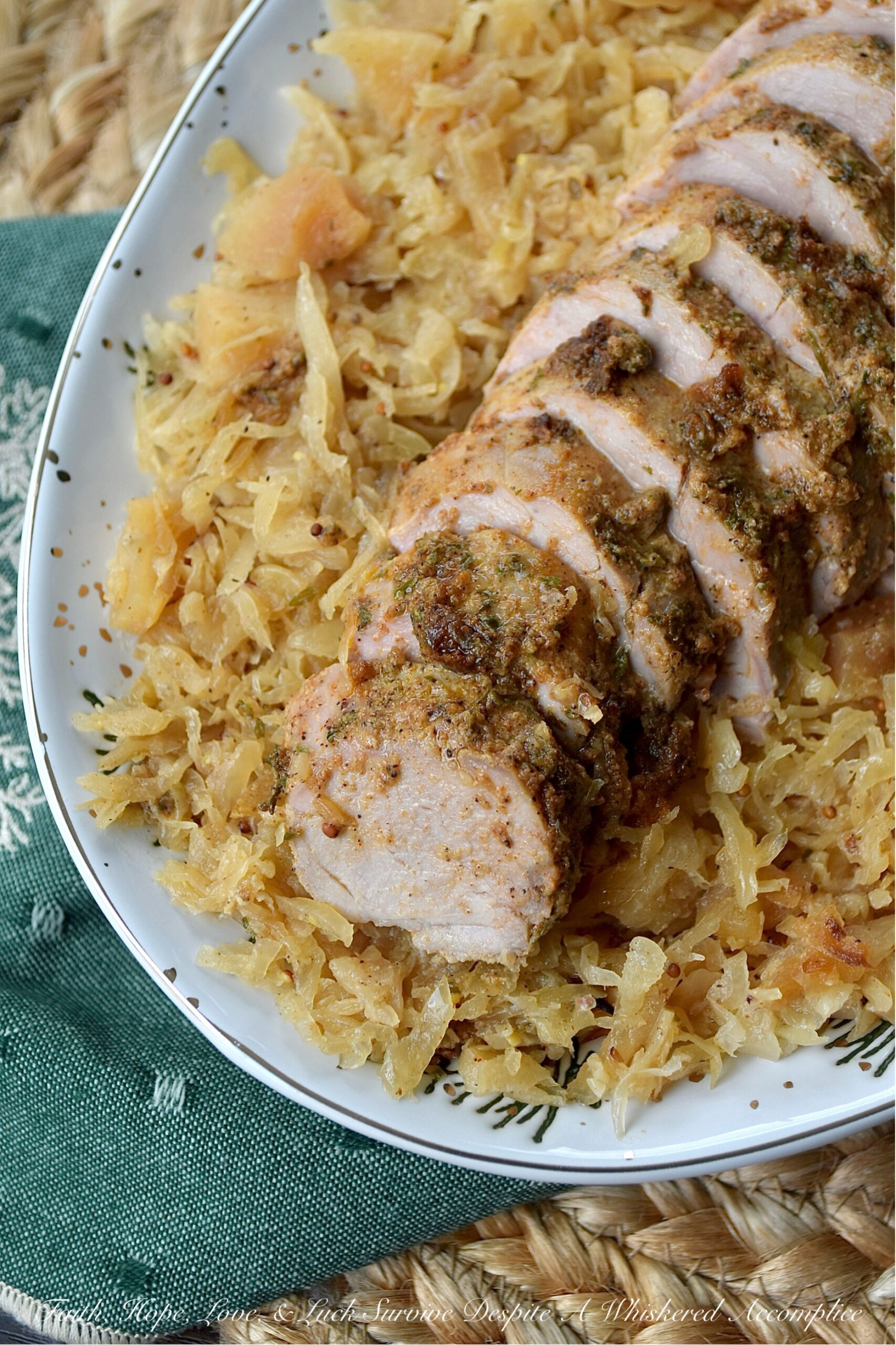 Baked Pork Tenderloins & Dried Apple Sauerkraut