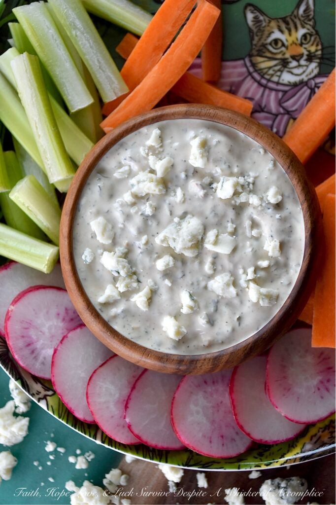 Small-Batch Blue Cheese Dip with Dried Herbs - You either love blue cheese or you don't. And often, for those who do love a rich and creamy dip featuring blue cheese, the store-bought varieties are often sized for a party of twenty, not just a craving or two. With this small-batch recipe, featuring dried herbs for added flavor, you can get your blue cheese fix without any of it going to waste. Whether you’re dipping crunchy carrot sticks, radishes, celery, or broccoli, or using this dip as a condiment for chicken tenders, buffalo wings, or even sneaking a scoop with a handful of chips or pretzels, this dip is here for all your blue cheese moments.