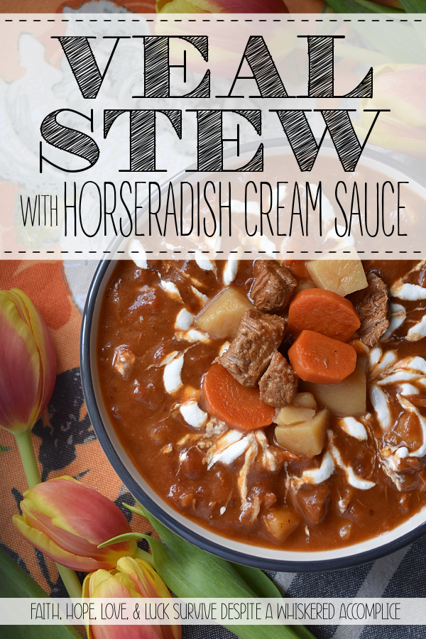 Veal Stew with Horseradish Cream Sauce - When the weather outside starts to feel like you’ve been plopped into the middle of a snow globe, it's normal to find yourself craving something warm, cozy, and just a little bit indulgent. This veal, carrot, and potato stew is a big, hearty hug in a bowl. And let’s not forget the crowning glory. A generous garnish of creamy, slightly spicy horseradish sour cream sauce swirled on top. With a bowl of this in hand, you might just start wishing winter would stick around a little longer.