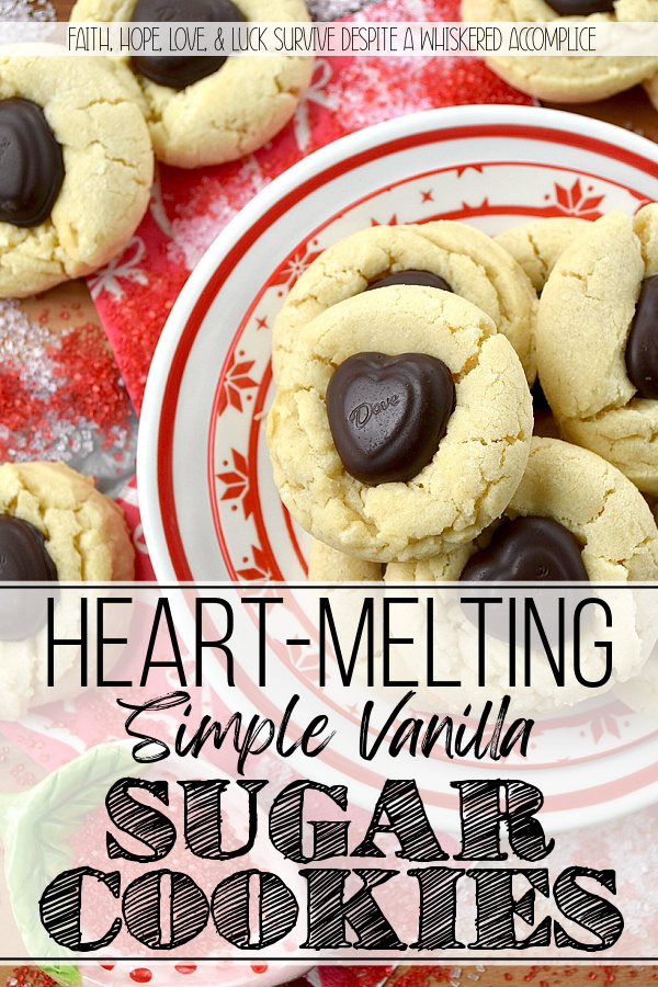 Heart-Melting Simple Vanilla Sugar Cookies - These simple Valentine's Day sugar cookies, decorated with heart-shaped chocolates, are flaky, golden, and delicately crumbly. Buttery, vanilla-flavored, and balanced with a wee hint of salt to make every flavor pop, they're the perfect sweet treat to surprise a loved one or to treat yourself. They're sure to melt your heart with every sweet, sugary, chocolatey bite.