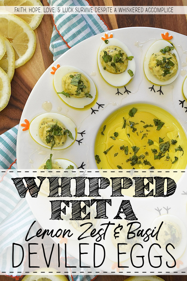 Whipped Feta Lemon Zest & Basil Deviled Eggs - These sophisticated deviled eggs are filled with a creamy whipped feta dip made with salty feta, smooth cream cheese, lemon zest, fresh basil, and a hint of honey. With a touch of whole grain mustard, crushed red pepper flakes, and even more fresh basil for added flavor, these deviled eggs are bright, creamy, and perfect for when you need an elegant appetizer to steal the show. A final drizzle of honey and a sprinkle of fresh basil really help make them as gorgeous as they are delicious. And since you'll only use 3/4 cup of the whipped feta for this recipe, you'll have plenty left over to enjoy as a snack with pita bread, pretzels, or pita crackers.