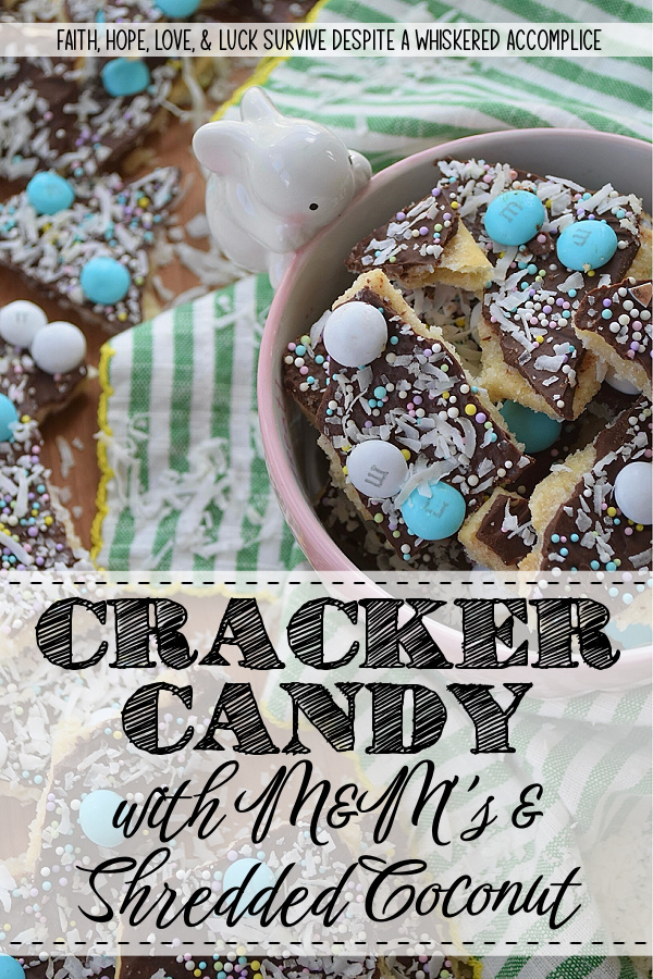 Cracker Candy with M&M's & Shredded Coconut - If you’re ready to take the classic salty-sweet crunch of traditional cracker candy to a whole new level, you’ve come to the right place. This bumped-up version of cracker candy combines the crispness of saltine crackers with a rich, buttery toffee, a smooth layer of melted chocolate, a colorful shower of sprinkles, decorative Milk Chocolate M&M's, and crunchy unsweetened shredded coconut. And, the best part is, you can swap out the sprinkles and M&M’s for any color combo your lil' heart desires, which means this treat is ready to easily dress up for any holiday, birthday, or random Wednesday that needs a little extra sweetness.