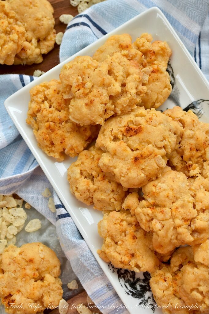 Spicy Cheddar Krispies Crackers (Rice Krispies) - If you want to transform your favorite canned or store-bought refrigerated soup from a convenient meal into an unforgettable experience, you need these spicy cheddar crackers made with Rice Krispies cereal. With a sharp kick of cayenne, a seriously cheesy punch, and a crispy texture that store-bought crackers just can’t touch, these crackers are dangerously addictive. One batch and you’ll never settle for plain saltine crackers again.