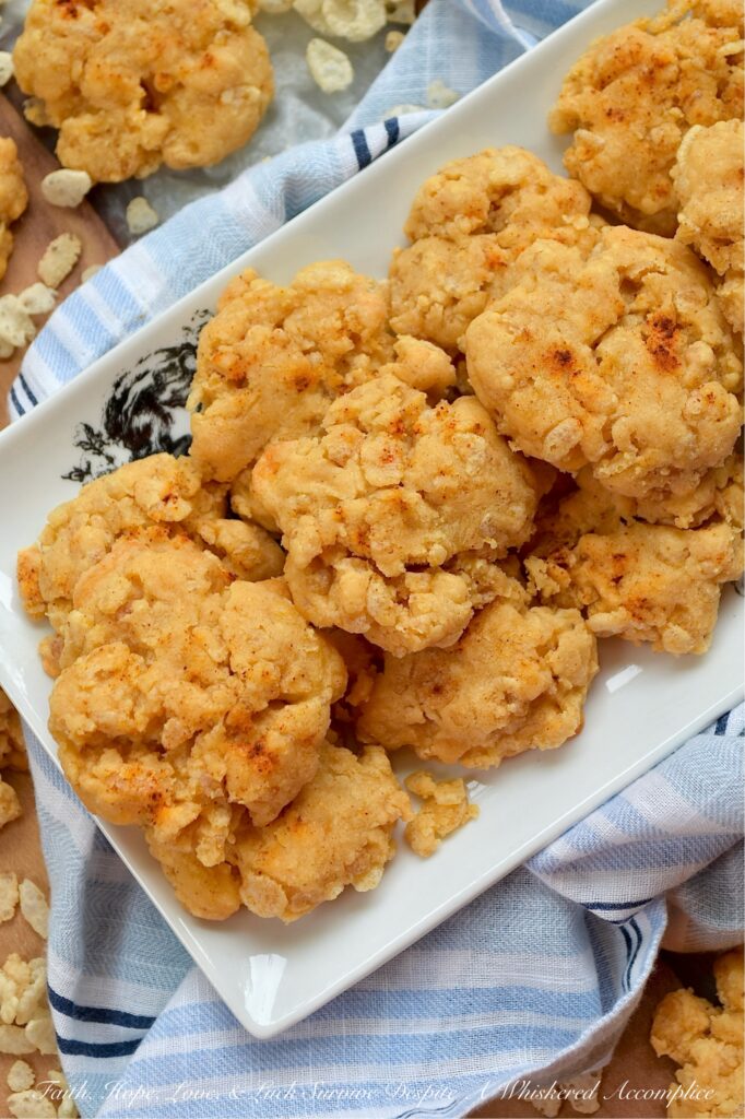 Spicy Cheddar Krispies Crackers (Rice Krispies) - If you want to transform your favorite canned or store-bought refrigerated soup from a convenient meal into an unforgettable experience, you need these spicy cheddar crackers made with Rice Krispies cereal. With a sharp kick of cayenne, a seriously cheesy punch, and a crispy texture that store-bought crackers just can’t touch, these crackers are dangerously addictive. One batch and you’ll never settle for plain saltine crackers again.